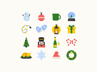 Winter Vibes Icons ball celebration champagne christmas doodle flat gift holiday icon illustration mittens nutcracker set snow globe snowflake snowman tree vector winter wreath