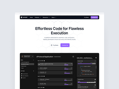 Effort Web page black dashboard design ui ux web white