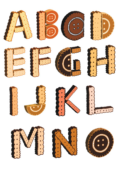 Custom typeface- Cookie-jar into 3d 3d alphabets 3d typeface 3d typography adobe illustrator alphabets custom type custom typeface graphic design typeface typography typography design