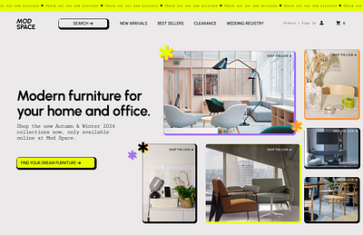 Hero section for a modern furniture store brand identity branding hero section home page homepage landing page landingpage modern furniture store ui web design webdesign