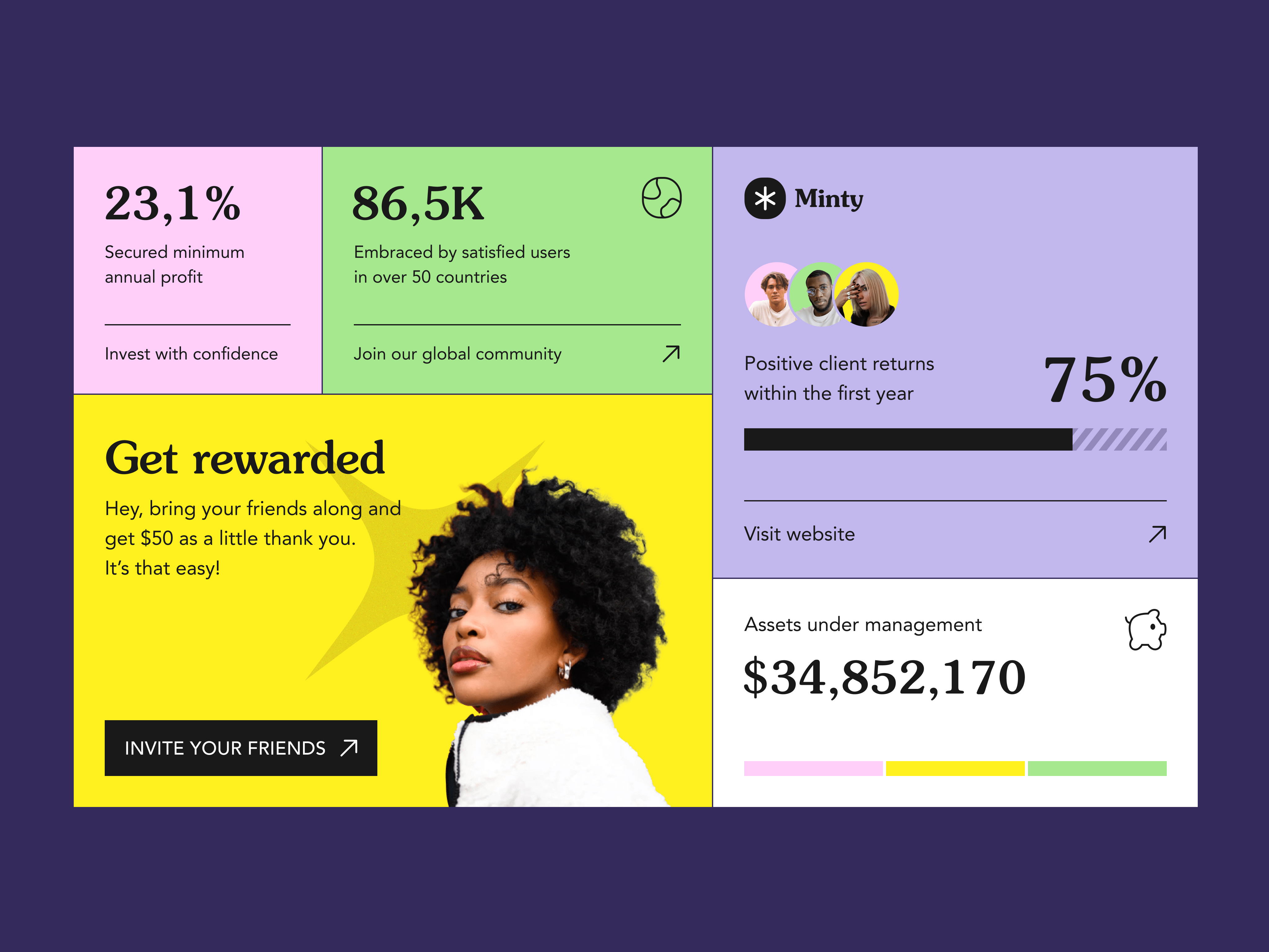 Minty ✳ Investment — web UI branding clean data design graphic graphic design icons illustration logo minimal product design stats typography ui ux web