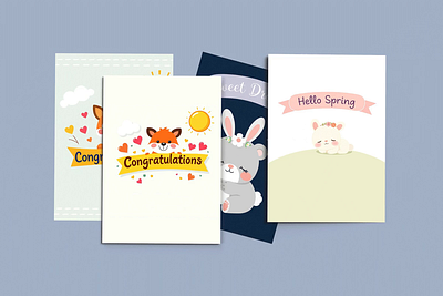 Group of Greeting Cards Mockup baby shower card mockup minimal card mockup