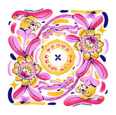 WOAO ft PSWT character colorful colors doubleface fashion design flowers illustration passionfruit procreate restaurant woao