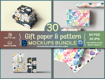 Gift paper and pattern mockup bundle digital paper mockup gift mockup gift packging mockup paper mockup paper mockup bundle pattern mockup pattern showcase wrap paper mockup wrapping paper mockup