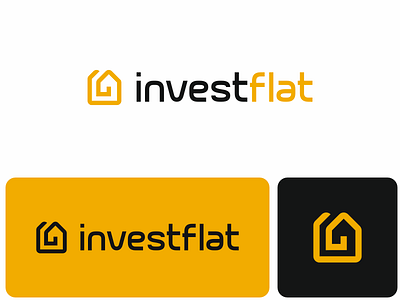 investflat logo design black building design estate home house icon logo logo design minimal minimalist real estate simple small symbol typography yellow