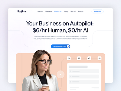 Website for an AI Business Product - Litefirm ai b2b design framer landing page saas ui ux webdesign