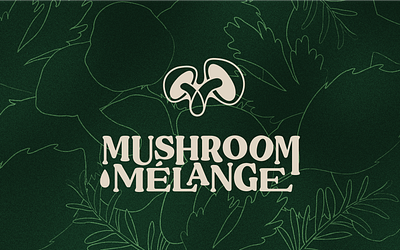 Mushroom Melange - mushroom based oils, tinctures and spices artisan bio drop food graphic design leaf lions main logo melange minimalist logo mushroom nature oil drop organic shiitake spice truffle