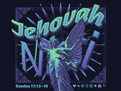 Jehovah-Nissi angel christian christianity god graphic design jehovah nissi ornate photo collage photoshop shirt design typography