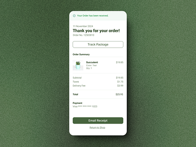 017 | Email Receipt app design checkout dailyui design email receipt mobile design product design receipt ui ux