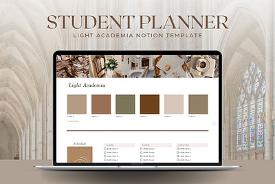 Notion Template Light Academia aesthetic digital planner light academia notion notion template student planner