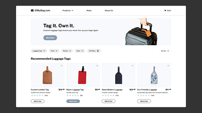 Redesign - IDMyBag.com ECommerce Site dribbblecommunity ecommercedesign interfacedesign luggagetags minimaldesign modernui productcustomization redesignchallenge traveldesign uiuxdesign userexperience visualdesign webdesigninspiration websitemakeover websiteredesign