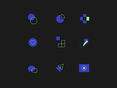 Geometric icons animated black blue branding computer geometric graphicdesign green icons it modern shape sharp simple technology