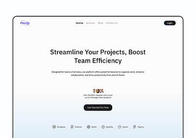 Planify – Project Management Landing Page landing page ui web design