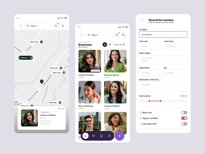 Finding Nanny, Mobile App Design. advanced search clean ui mobile ui nanny finder service app service finder ui ux