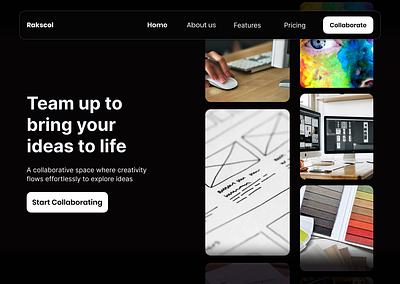 Creative collaboration website landing page collaborate creative design figma frame landing page ui ux visual webdesign website design
