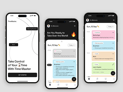 TimeMaster - Productivity App productivity productivity ap time blocking todo todo list ui ux design