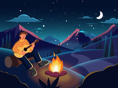 Sing To Nature Illustration 2d adobe illustration art artwork flat illustration illustration landscape mountain nature procreate scenery