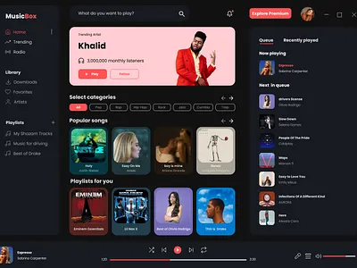 Music Player - Daily UI #9 branding dailyui design desktop figma graphic design illustration logo music musicplayer ui uichallenge ux vector