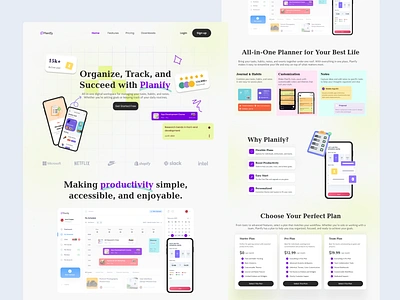 Landing Page Organizing Planify SaaS landingpage ui uidesign webdesign