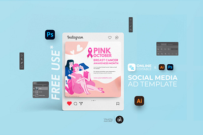 Pink Breast Cancer Awareness Instagram Post aam360 aam3sixty breast cancer breast cancer ad breast cancer ads breast cancer awareness breast cancer awarness month breast cancer template cancer awareness design health awareness pink october pink ribbon social awareness womens health