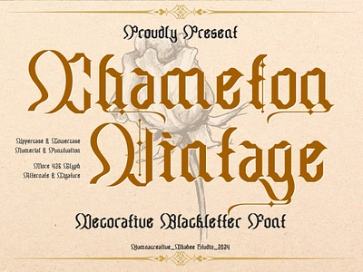 Chameton – Decorative Blackletter Font beer blackletter dark decorative design display english font gothic horror modern new old retro tattoo trend typeface typography vintage web