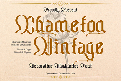 Chameton – Decorative Blackletter Font beer blackletter dark decorative design display english font gothic horror modern new old retro tattoo trend typeface typography vintage web