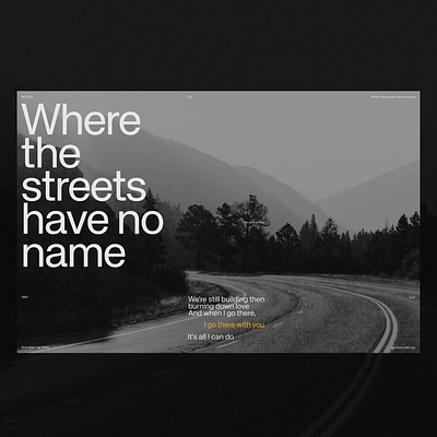 NOV/24-Where the streets have no name art direction design designer digital digitaldesign home page landing landingpage layout ui ui designer uidesign uidesigner uiux visiualdesigner visual designer visualdesign web designer webdesigner