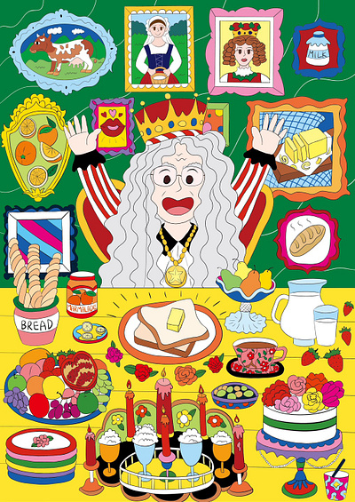 The king's breakfast illustration for Russian magazine artwork cartoon character cute drawing fairytale funny graphic design illustration king korean magazine poem russia russian