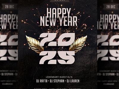 New Year Party Flyer Template advertisement branding christmas countdown december 31 dj event download template flyer graphic design happy holidays layout new year party new years eve nightclub nye flyer poster print template psd satgur flyers xmas