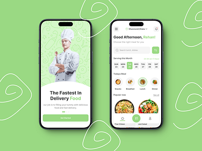 Food Delivery Mobile App clean cook cook app cooking cooking app diet food food app green ingredients mobile mobile app recipe app recipes recipes app restaurant restaurant app ui vegetable vegetables