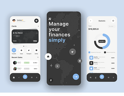 Finance App bank banking banking app card clean coin credit card design finance financial app fintech app minimal minimalist mobile mobile app money money transfer saving transactions ui