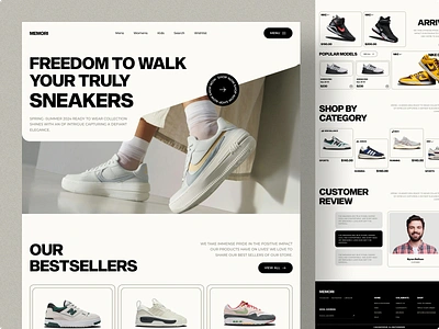 MEMORI - Shoes Store Landing Page ecommerce ecommerce landingpage ecommerce website footwear home page interface landing page marketplace nike shoes shoes landingpage shoes store shoes website shop sneakers store web web design website website design