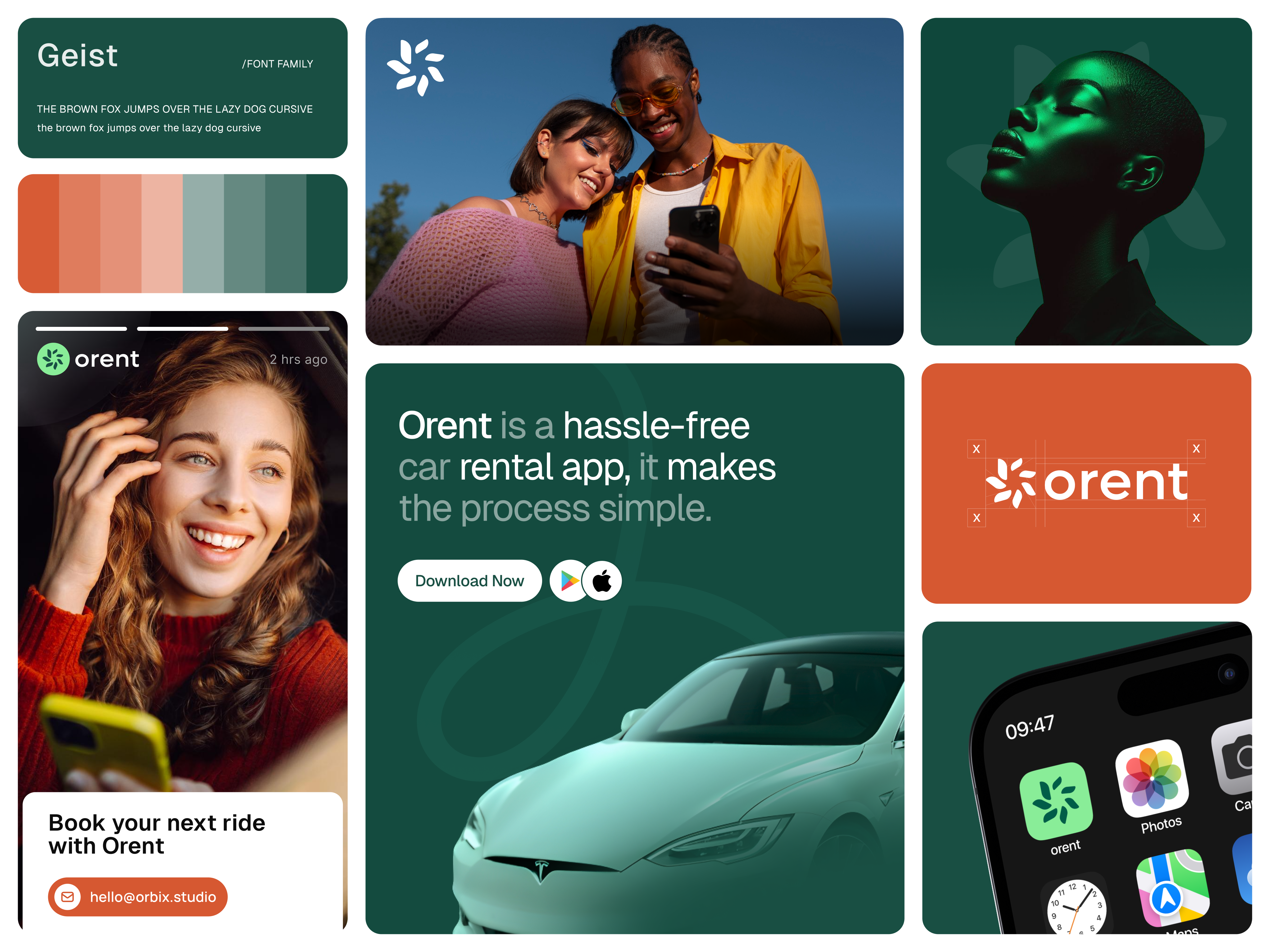 Car Rental App Branding by Orbix Studio app logo bento design bento grid design brand brand design brand identity branding branding design car app logo car rental brand design logo design logotype minimalist modern logo design orbix studio product branding rental app branding transport ui ux