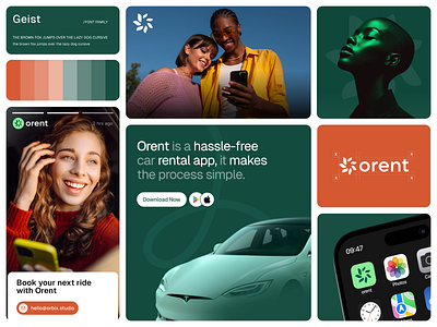 Orent | Car Rental App Branding | Orbix Studio app logo bento design bento grid design brand identity branding car app logo logo design logotype minimalist modern logo design orbix studio rental app branding symbol transport ui ux