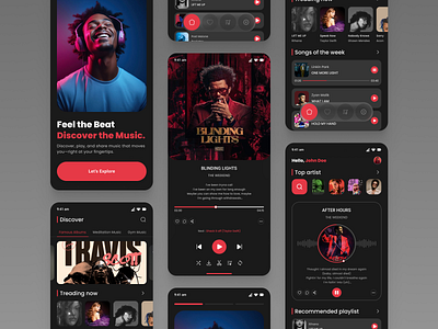 Music Player Mobile App Design android clean design figma ios minimalistic mobile mobile app mobile app design music music app music player podcasting popular spotify streaming ui