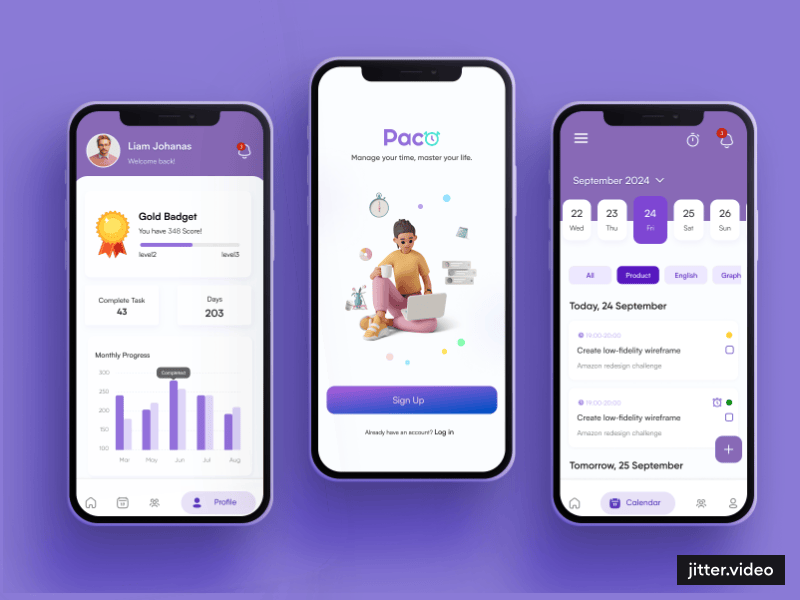 Paco: Your Ultimate Time Management and Team Collaboration App animation app design mobile app productivity task management team collaboration time management ui uiux design