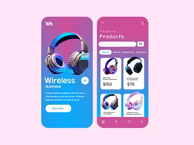 Headphone UI app design app design app developer app development app ui design figma figma design figma designer headphone ui design ui designer ui ux