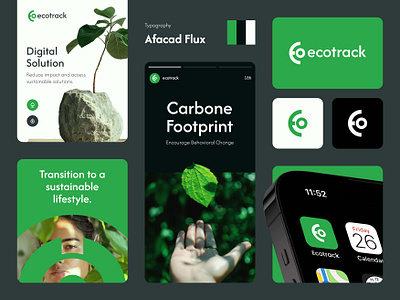 Ecotrack app application brand design branding carbon footprint design ecology ecology app ecology application ecology logo environment environment app graphic design green app green logo illustration logo ui ux uxui design