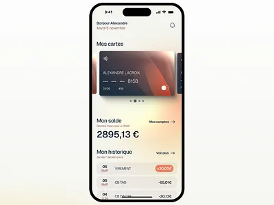 Financial mobile app exploration balance bank clean credit card exploration financial interface mobile transaction ui