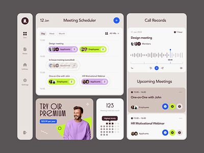 Dashboard for a HR Product ✦ Monly admin panel analytics charts crm dashboard design graphs interface management product saas sidebar system table ui ux