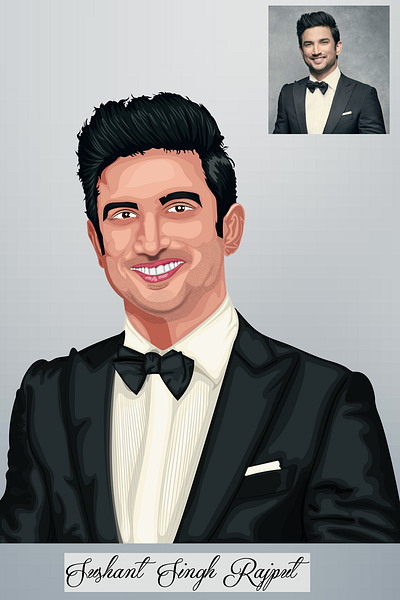 Sushant Singh rajpur 2d illustration graphic design illustration illustrator portrait sushant sushant singh rajput ui vector vector portrait