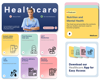 MediCare Hub UI Kit 3d animation branding graphic design logo medical motion graphics ui