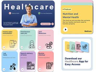 MediCare Hub UI Kit 3d animation branding graphic design logo medical motion graphics ui