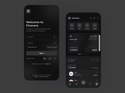 Finovera: The All-in-One Financial Management App app design banking dashboard business banking business solutions credit management crm integration expense management financial app financial goals financial planning fintech app insurance app investment management loans and mortgages mobile app design personal banking ui design user interface ux design wealth management