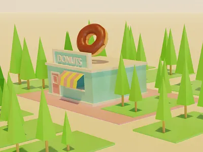 Donut Shop 3D Render 3d 3d design 3d render blender branding graphic design illustration