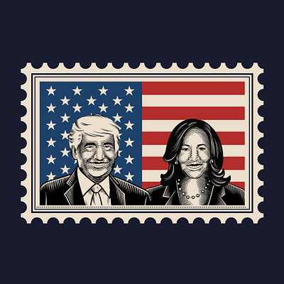 US election 2024 with engraving style 🇺🇸 cross hatching donaldtrump election2024 engraving engraving drawing kamalaharris logo stamp uselection vintage