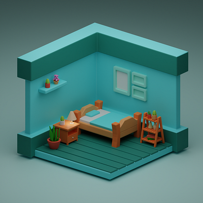 Isometric room 3d animation branding logo motion graphics visual design