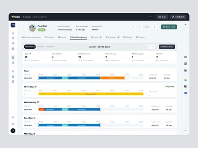 Tiimi - Employee Time & Attendance Management for SaaS HRM candidate company dashboard employee hiring hr hrd hrm hrms hrs job management product design saas saas design staff management team management time management ui ux