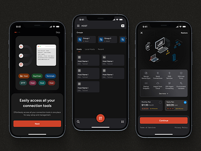 SSH clients and Terminals App app client connection darkmode design key password proxy server shield vpn