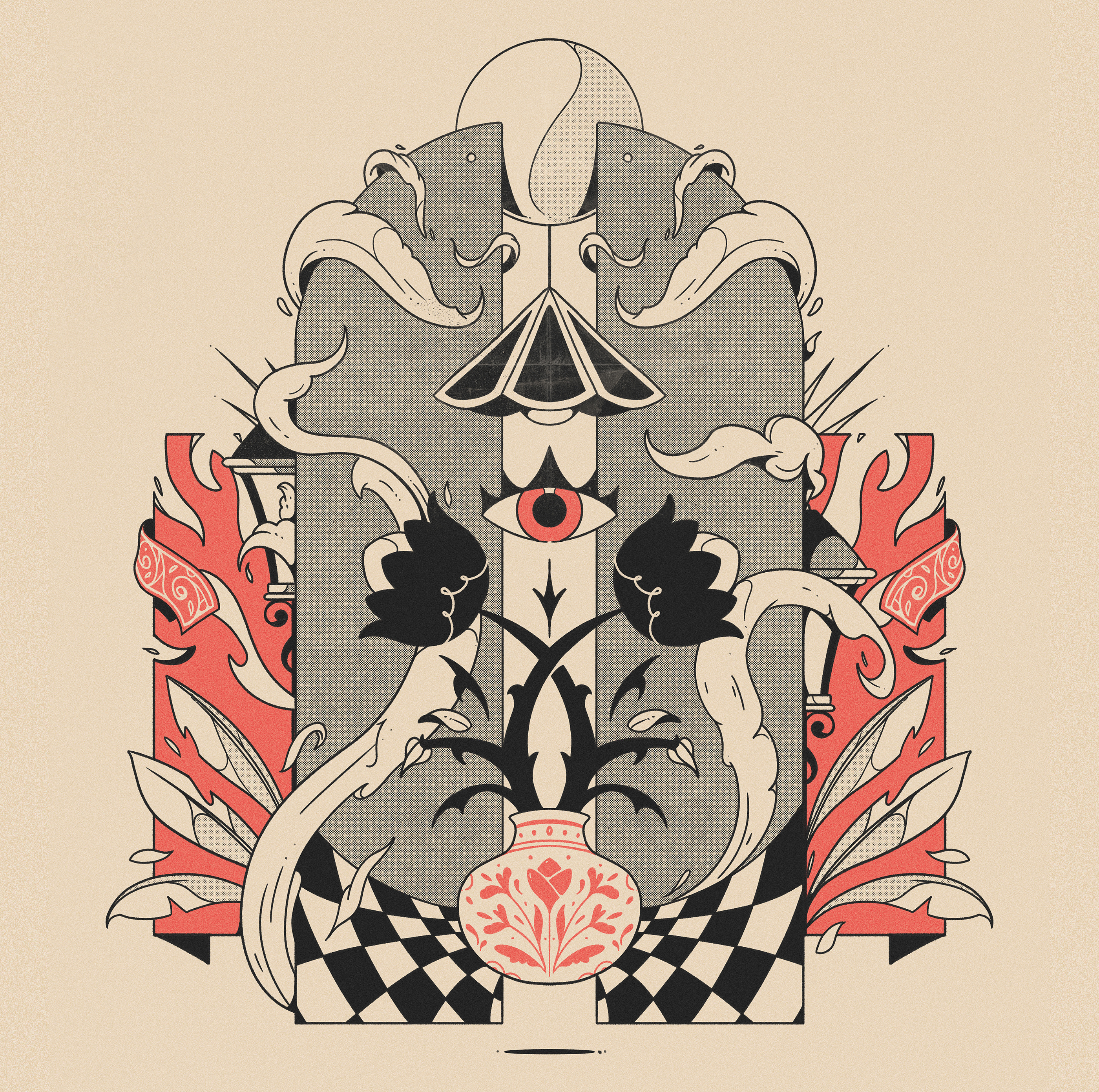 Lost [Illustration Series] illustration ink lamps lineart linework lost plants series smoke surreal vase